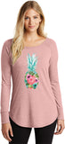 Floral Pineapple Ladies Tri Blend Long Sleeve Shirt - Yoga Clothing for You