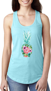 Floral Pineapple Ladies Racerback Tank Top - Yoga Clothing for You