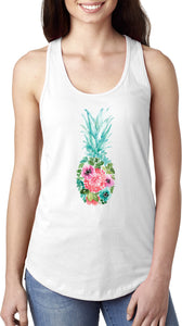 Floral Pineapple Ladies Racerback Tank Top - Yoga Clothing for You