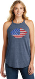 Ladies USA Tank Top Patriotic Lips Tri Rocker Tanktop - Yoga Clothing for You