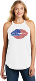 Ladies USA Tank Top Patriotic Lips Tri Rocker Tanktop - Yoga Clothing for You