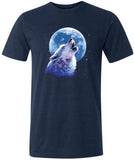Wolf and Moon T-shirt Call of the Wild Tri Blend Tee - Yoga Clothing for You