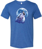 Wolf and Moon T-shirt Call of the Wild Tri Blend Tee - Yoga Clothing for You