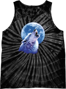 Wolf and Moon Tank Top Call of the Wild Tie Dye Tanktop - Yoga Clothing for You