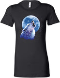 Ladies Wolf and Moon T-shirt Call of the Wild Longer Length Tee - Yoga Clothing for You