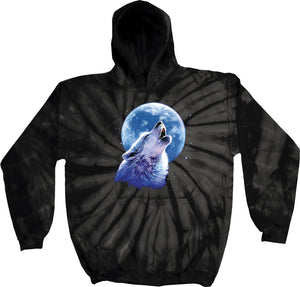 Wolf and Moon Hoodie Call of the Wild Tie Dye Hoody - Yoga Clothing for You