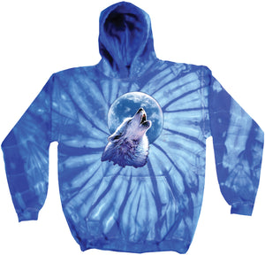 Wolf and Moon Hoodie Call of the Wild Tie Dye Hoody - Yoga Clothing for You