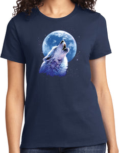 Ladies Wolf and Moon T-shirt Call of the Wild Tee - Yoga Clothing for You