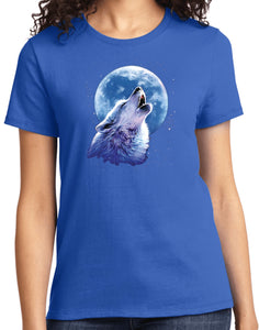 Ladies Wolf and Moon T-shirt Call of the Wild Tee - Yoga Clothing for You