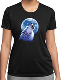 Ladies Wolf and Moon T-shirt Call of the Wild Dry Wicking Tee - Yoga Clothing for You