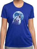 Ladies Wolf and Moon T-shirt Call of the Wild Dry Wicking Tee - Yoga Clothing for You