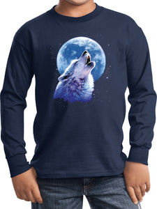 Kids Wolf and Moon T-shirt Call of the Wild Youth Long Sleeve - Yoga Clothing for You