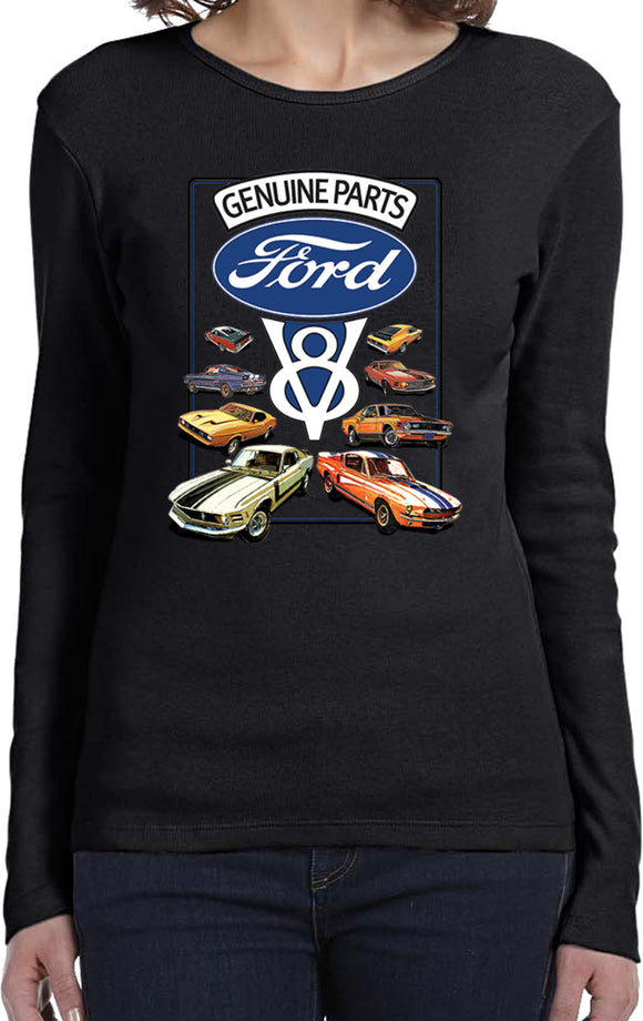 Ladies Ford Mustang T-shirt V8 Collection Long Sleeve - Yoga Clothing for You