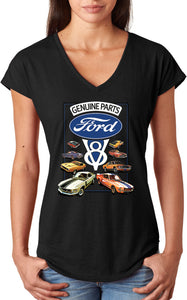 Ladies Ford Mustang T-shirt V8 Collection Triblend V-Neck - Yoga Clothing for You