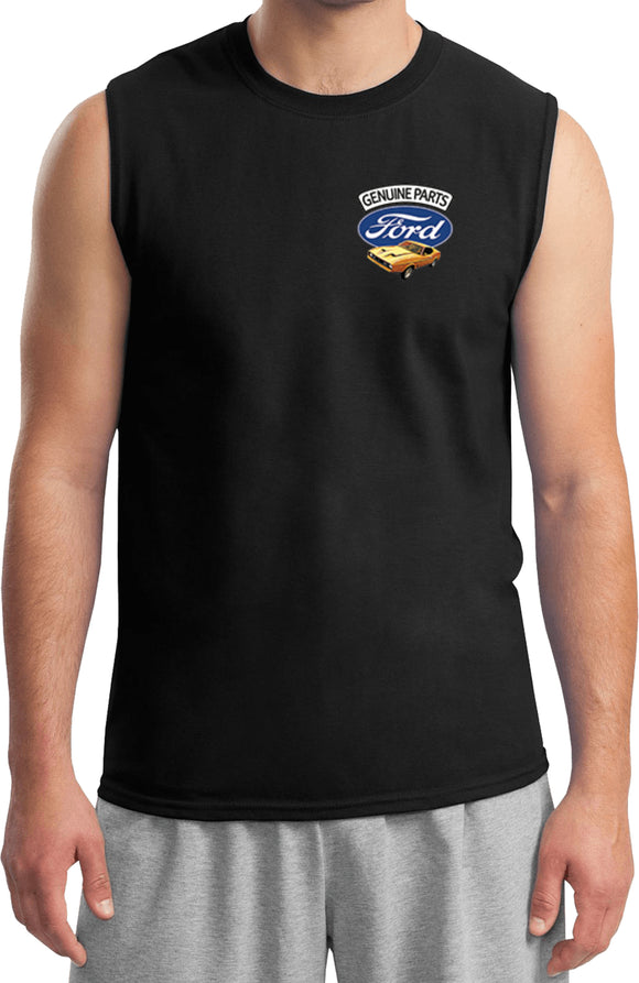 Ford Mustang T-shirt Genuine Parts Pocket Print Muscle Tee - Yoga Clothing for You