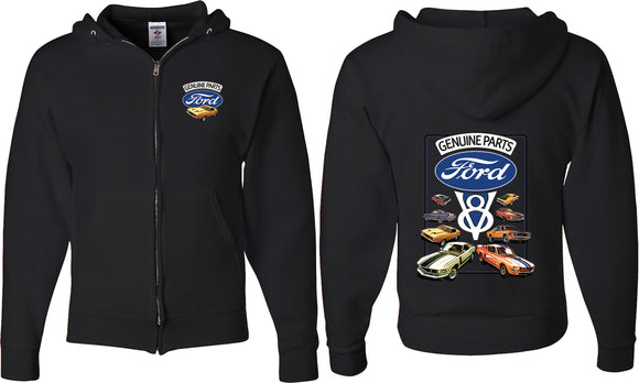 Ford Mustang Full Zip Hoodie V8 Collection Front and Back - Yoga Clothing for You