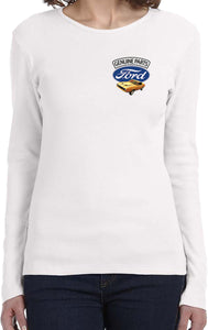 Ladies Ford Mustang T-shirt Genuine Parts Pocket Print Long Sleeve - Yoga Clothing for You