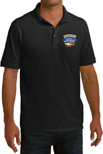 Ford Mustang Pique Polo Genuine Parts Pocket Print - Yoga Clothing for You