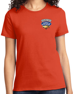 Ladies Ford Mustang T-Shirt Genuine Parts Pocket Print - Yoga Clothing for You