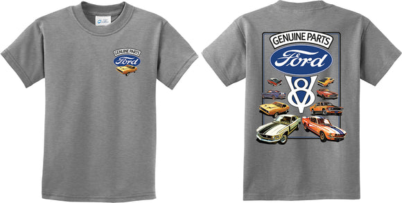 Kids Ford Mustang T-shirt V8 Collection Front and Back - Yoga Clothing for You