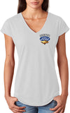 Ladies Ford Mustang Shirt Genuine Parts Pocket Print Triblend V-Neck - Yoga Clothing for You