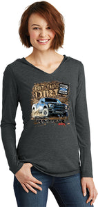 Ladies Ford F-150 T-shirt Hit The Dirt Tri Blend Hoodie - Yoga Clothing for You
