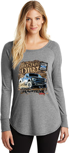Ladies Ford F-150 T-shirt Hit The Dirt Tri Blend Long Sleeve - Yoga Clothing for You