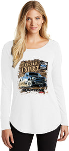 Ladies Ford F-150 T-shirt Hit The Dirt Tri Blend Long Sleeve - Yoga Clothing for You