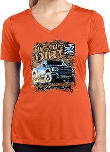Ladies Ford F-150 T-shirt Hit The Dirt Moisture Wicking V-Neck - Yoga Clothing for You