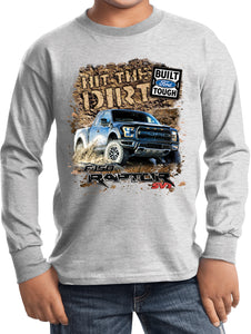 Kids Ford F-150 T-shirt Hit The Dirt Youth Long Sleeve - Yoga Clothing for You