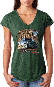 Ladies Ford F-150 T-shirt Hit The Dirt Triblend V-Neck - Yoga Clothing for You