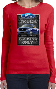Ladies Ford Truck T-shirt Parking Sign Long Sleeve - Yoga Clothing for You