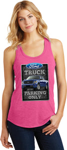 Ladies Ford Truck Tank Top Parking Sign Racerback - Yoga Clothing for You