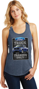 Ladies Ford Truck Tank Top Parking Sign Racerback - Yoga Clothing for You