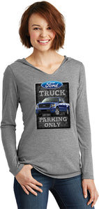 Ladies Ford Truck T-shirt Parking Sign Tri Blend Hoodie - Yoga Clothing for You