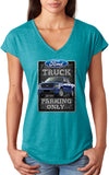 Ladies Ford Truck T-shirt Parking Sign Triblend V-Neck - Yoga Clothing for You