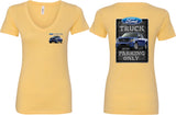 Ladies Ford Truck T-shirt Parking Sign Front and Back V-Neck - Yoga Clothing for You