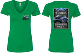 Ladies Ford Truck T-shirt Parking Sign Front and Back V-Neck - Yoga Clothing for You