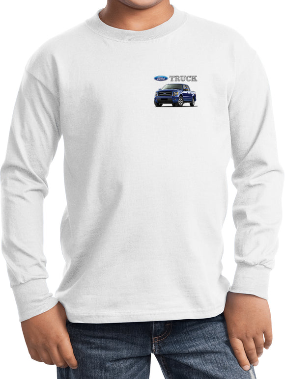Ford F-150 Truck Pocket Print Youth Kids Long Sleeve Shirt - Yoga Clothing for You