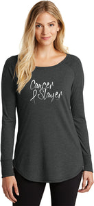 Cancer Awareness Cancer Slayer Tri Blend Long Sleeve - Yoga Clothing for You