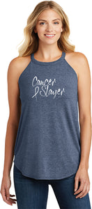 Cancer Awareness Cancer Slayer Tri Blend Rocker Tank Top - Yoga Clothing for You