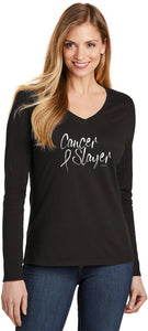 Cancer Awareness Cancer Slayer Long Sleeve V-neck - Yoga Clothing for You