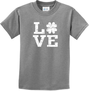 St Patricks Day Distressed Love Shamrock Kids T-shirt - Yoga Clothing for You