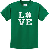 St Patricks Day Distressed Love Shamrock Kids T-shirt - Yoga Clothing for You