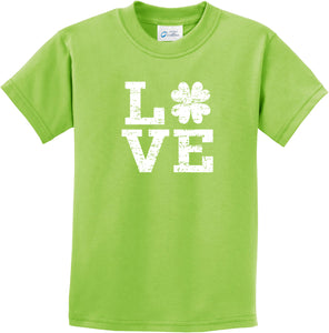 St Patricks Day Distressed Love Shamrock Kids T-shirt - Yoga Clothing for You