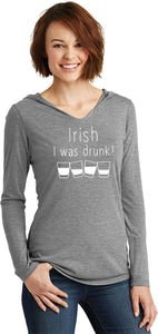 St Patricks Day Irish I Was Drunk Ladies Lightweight Hoodie - Yoga Clothing for You