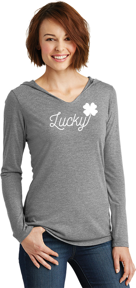 St Patricks Day Lucky Ladies Lightweight Hoodie - Yoga Clothing for You