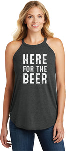 St Patricks Day Here for the Beer Ladies Tri Rocker Tank Top - Yoga Clothing for You