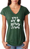 St Patricks Day Lets Get Blarney Stoned Ladies Tri Blend V-neck Shirt - Yoga Clothing for You