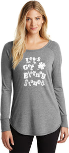 St Patricks Day Lets Get Blarney Stoned Ladies Tri Blend Long Sleeve Shirt - Yoga Clothing for You
